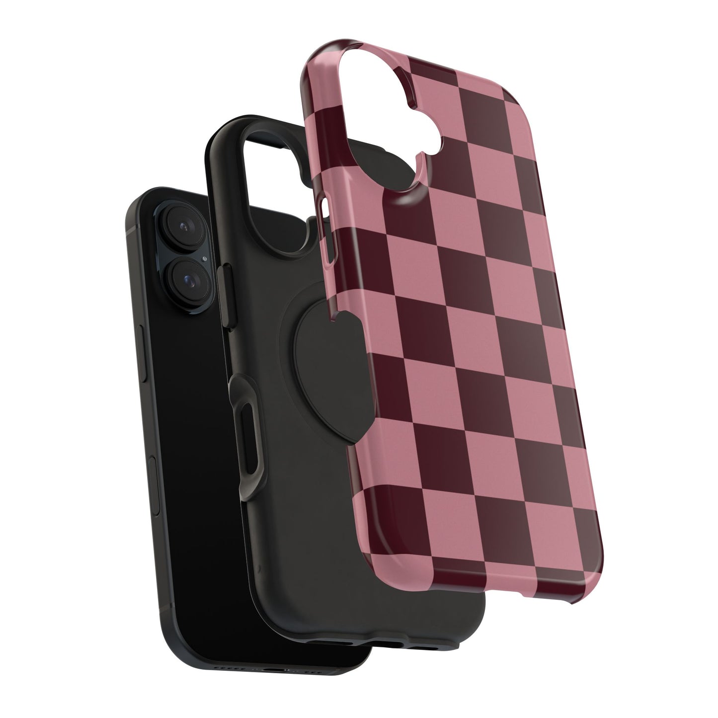 Burgundy & Pink Checkered iPhone Case