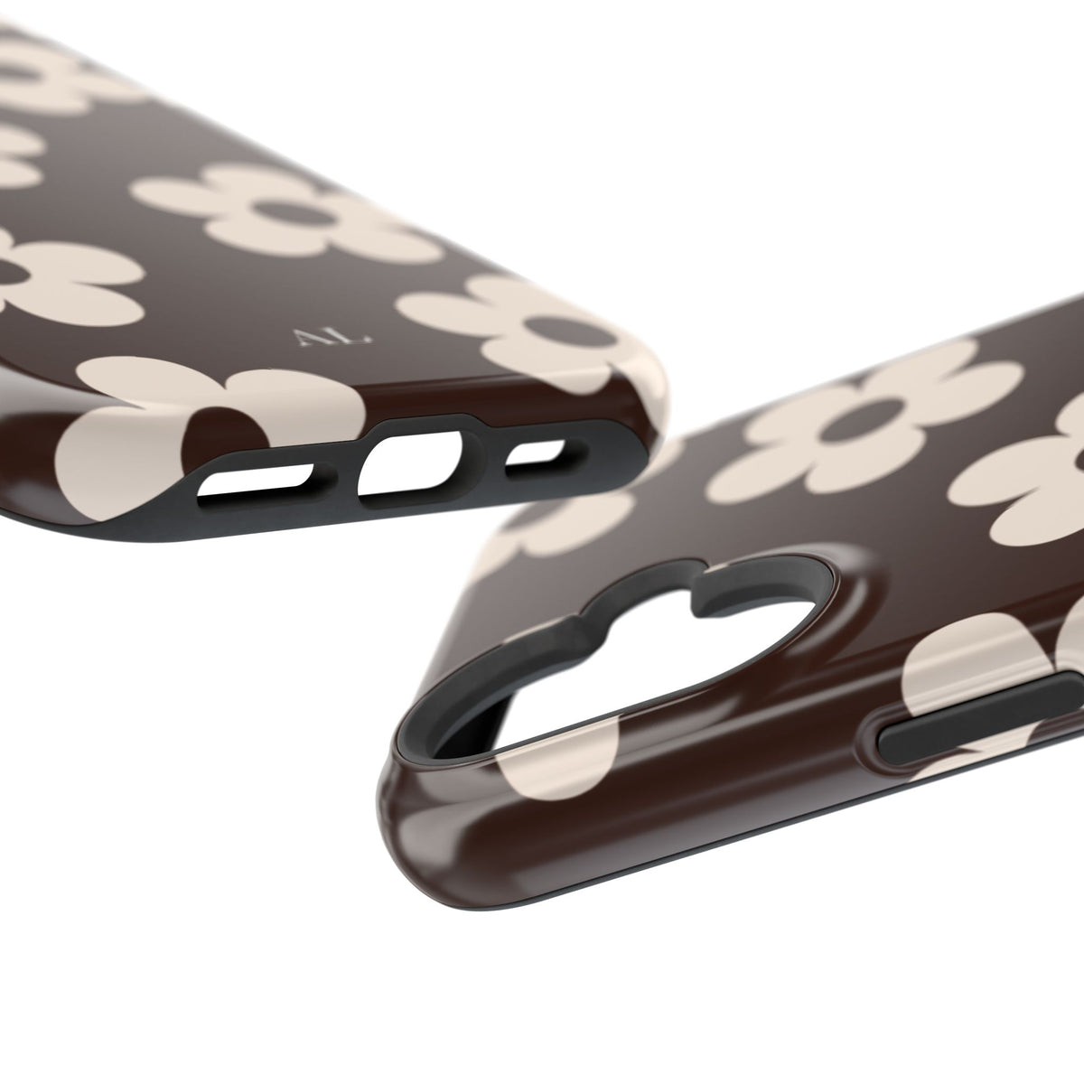 Custom Initials Cocoa Flowers iPhone Case