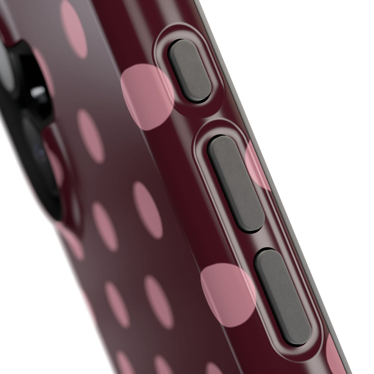 Burgundy & Pink Polka Dots iPhone Case