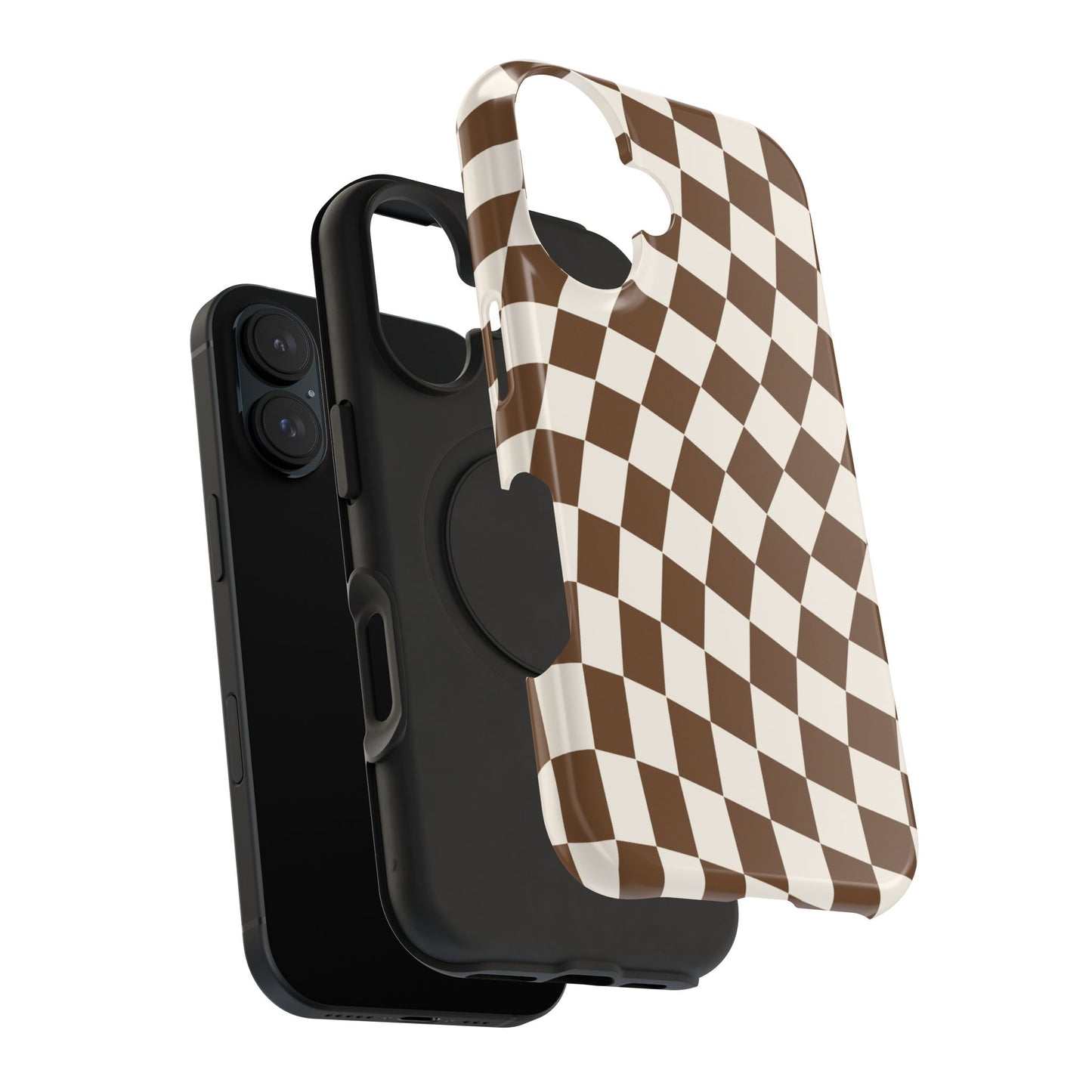 Brown Wavy Checkered iPhone Case