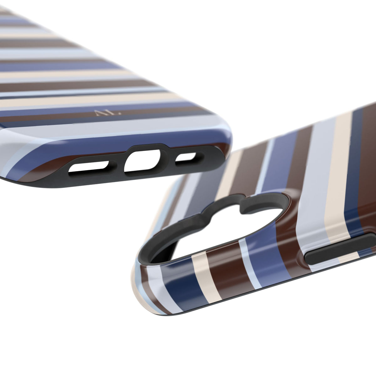 Custom Initials Blueberry Mocha Stripes iPhone Case