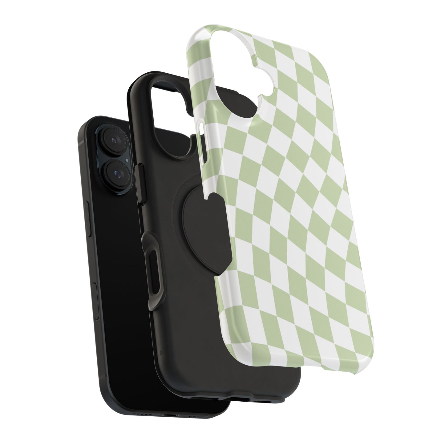 Light Green Wavy Checkered iPhone Case