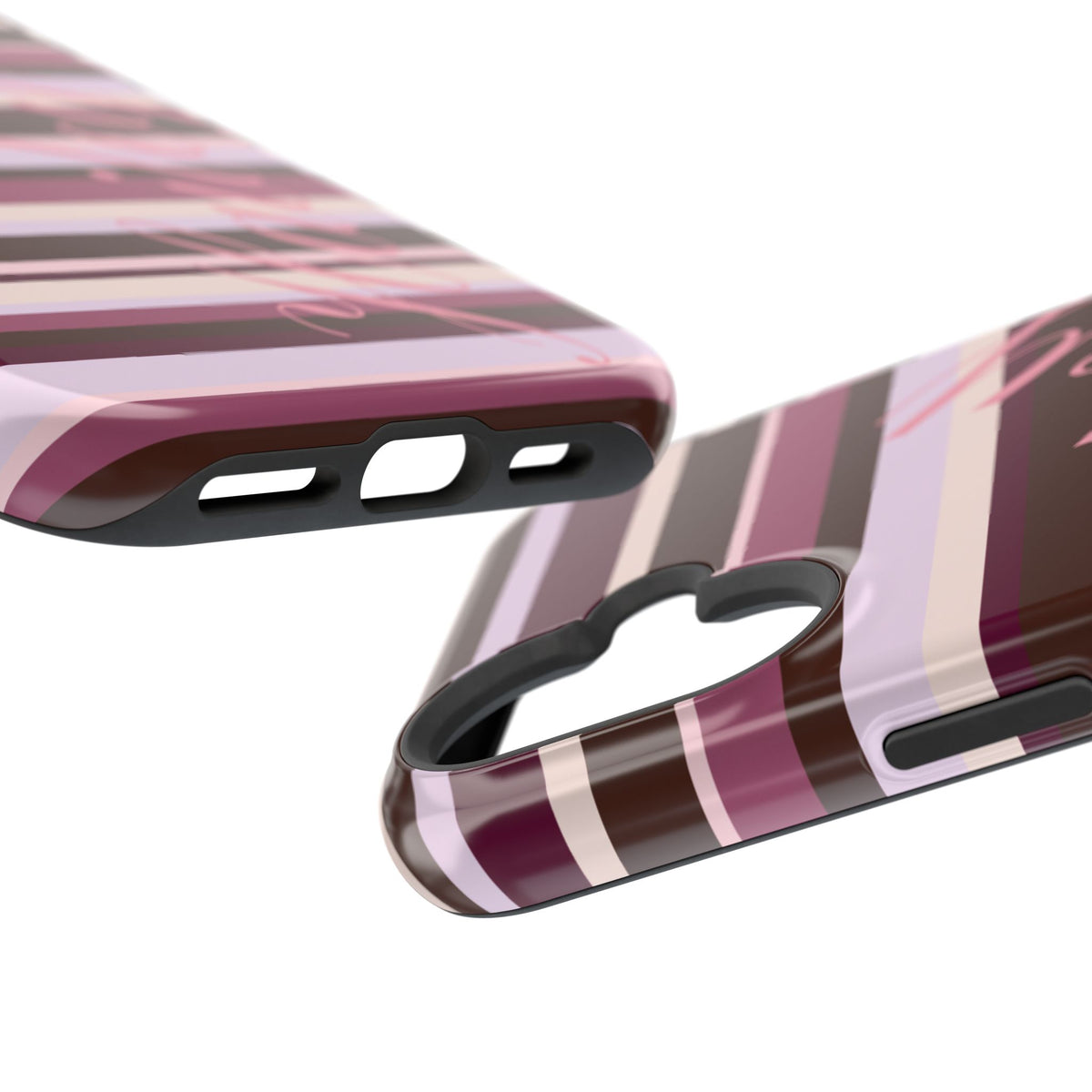 Custom Berry Mocha Stripes iPhone Case