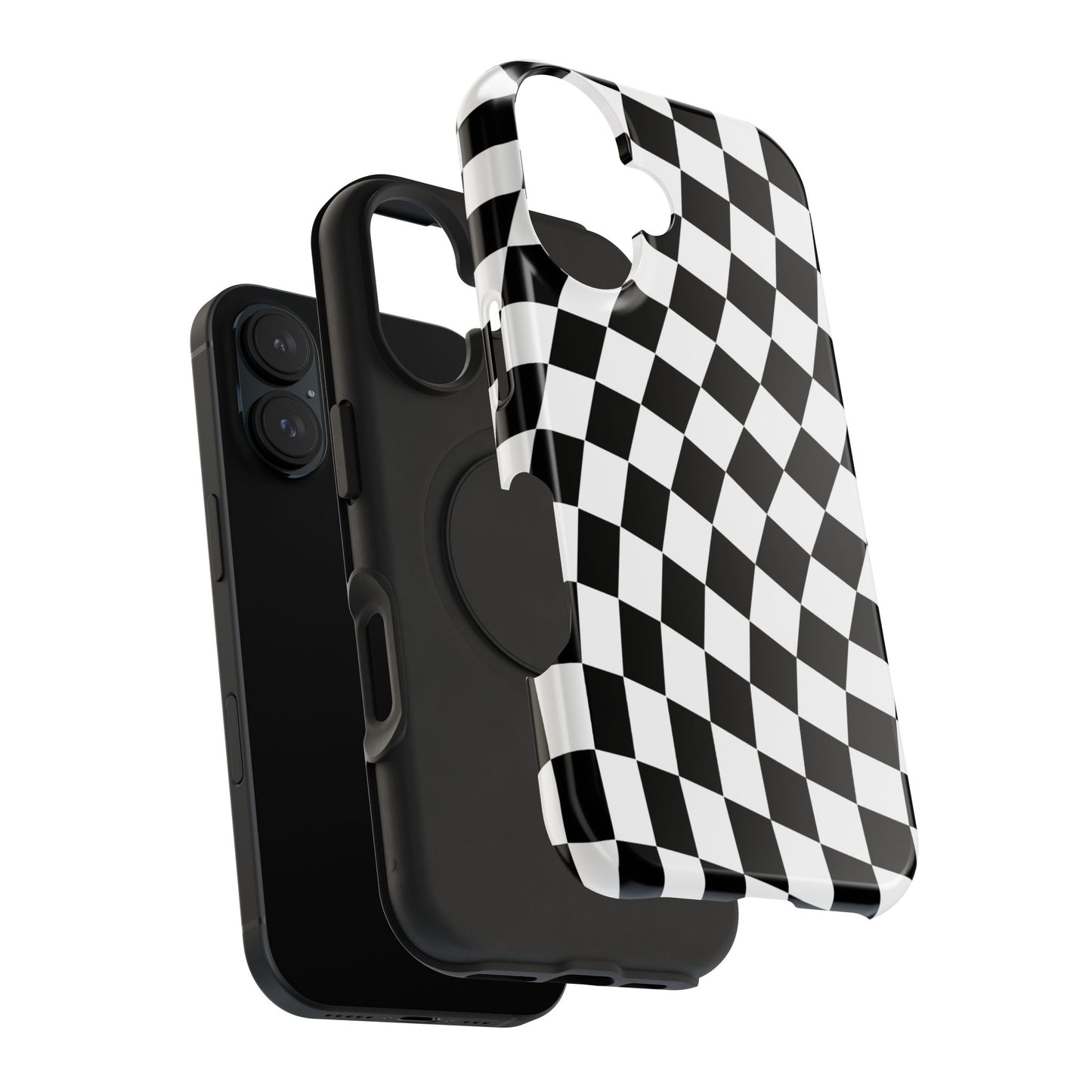Black Wavy Checkered iPhone Case