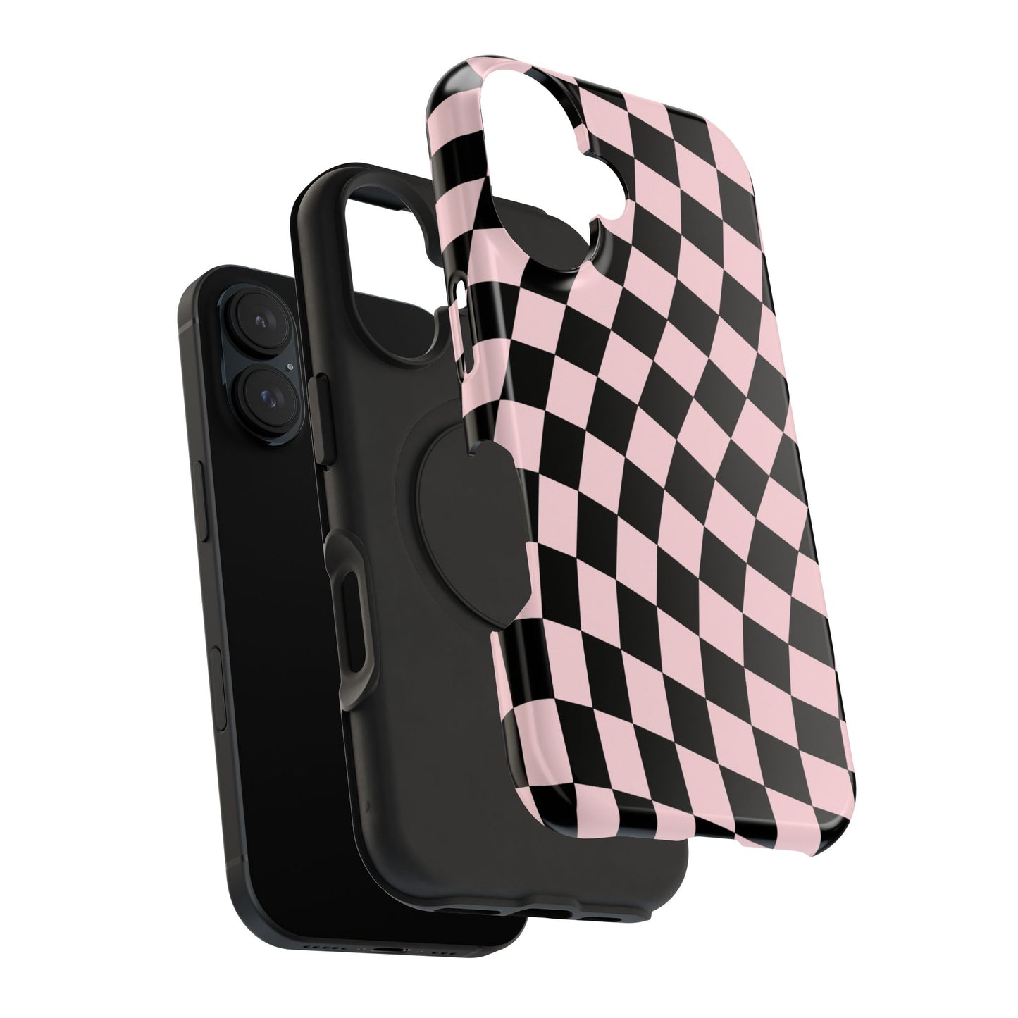 Pink & Black Wavy Checkered iPhone Case