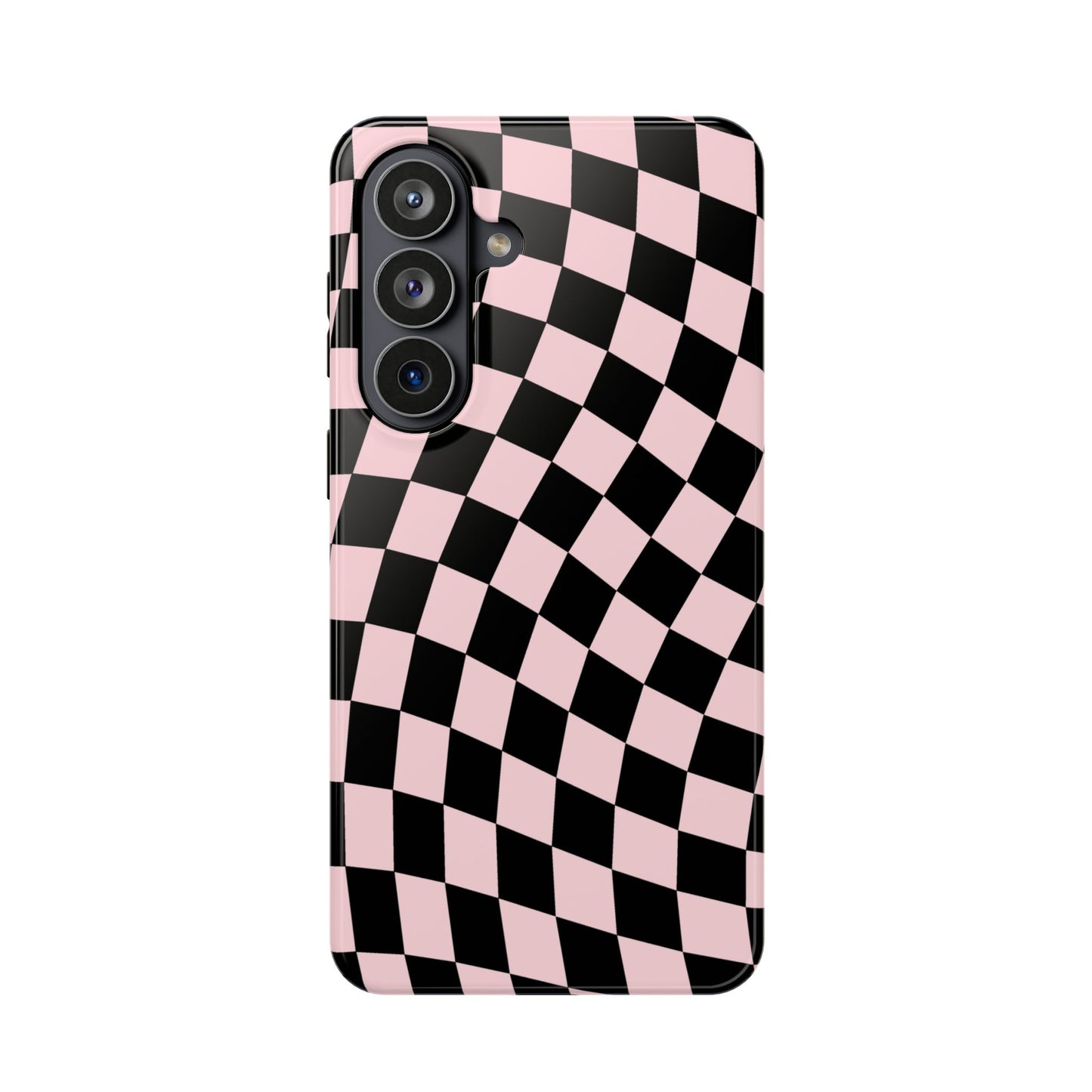 Pink & Black Wavy Checkered Samsung Case