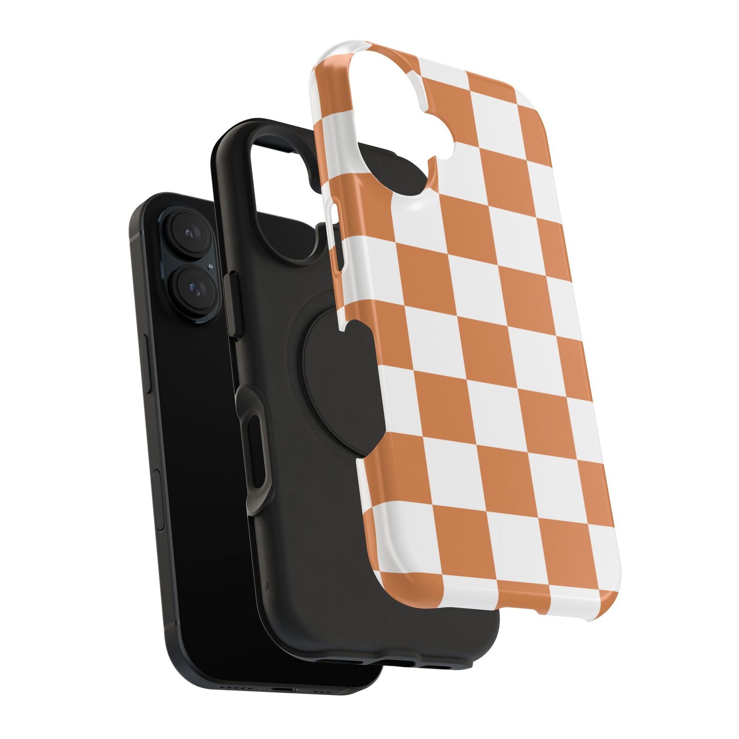 Dark Orange & White Checkered iPhone Case