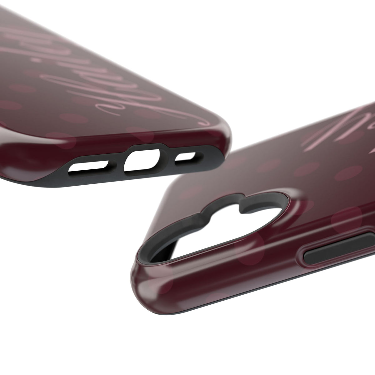 Custom Burgundy Polka Dots iPhone Case