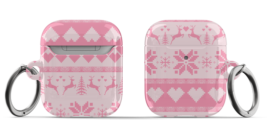 Pink Christmas Sweater AirPods Case