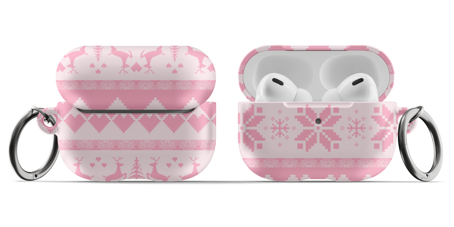 Pink Christmas Sweater AirPods Case