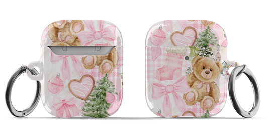 Pink Christmas Collage AirPods Case