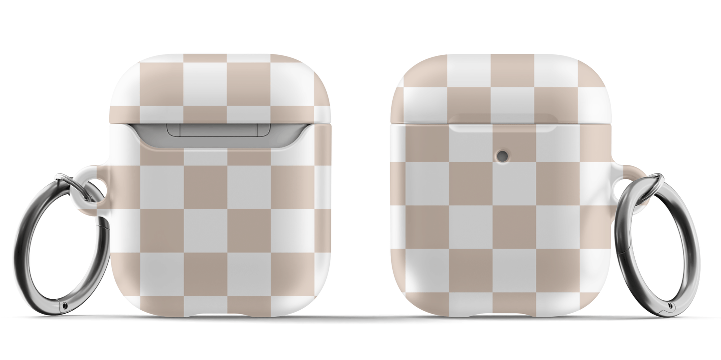 Beige & White Checkered AirPods Case