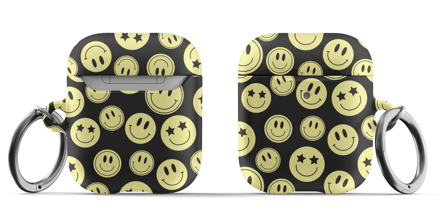 Black Smiley Faces AirPods Case