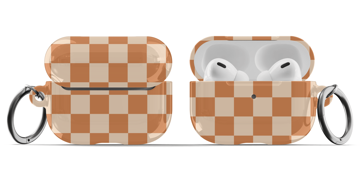Dark Orange Checkered AirPods Case