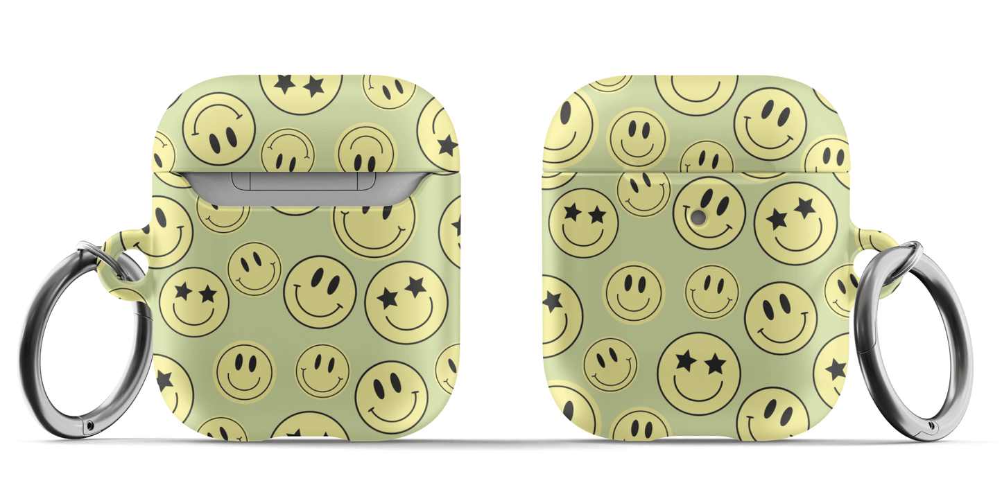 Green Smiley Faces AirPods Case