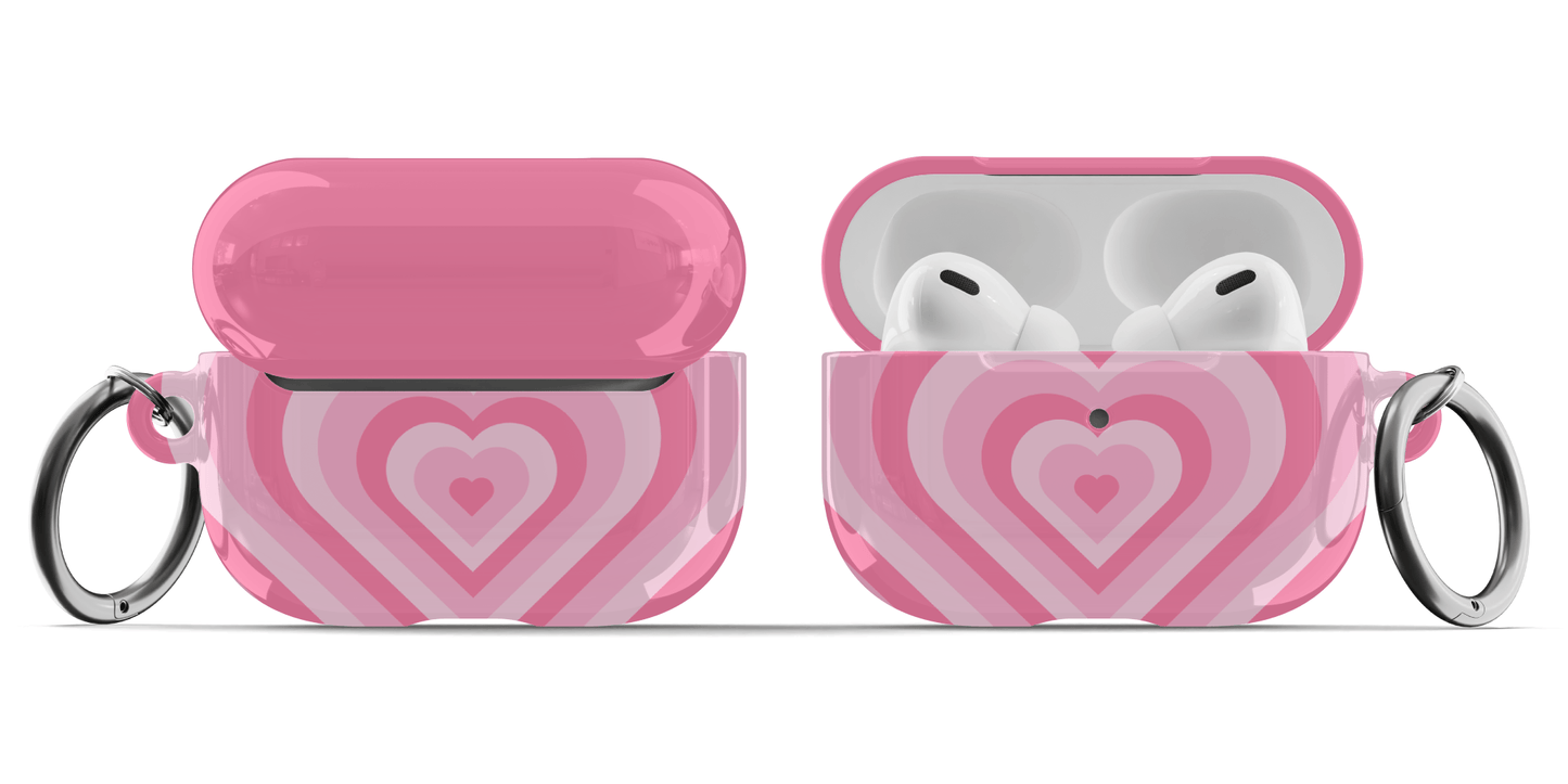 Pink Glowing Hearts AirPods Case