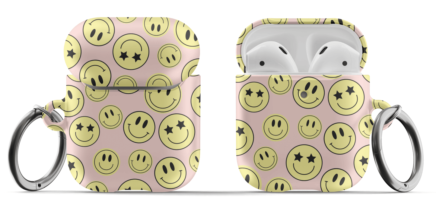Pink Smiley Faces AirPods Case