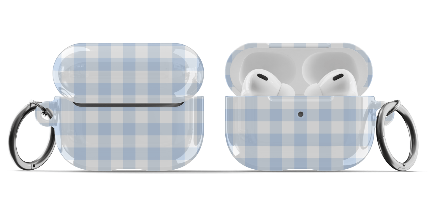 Light Blue Gingham AirPods Case