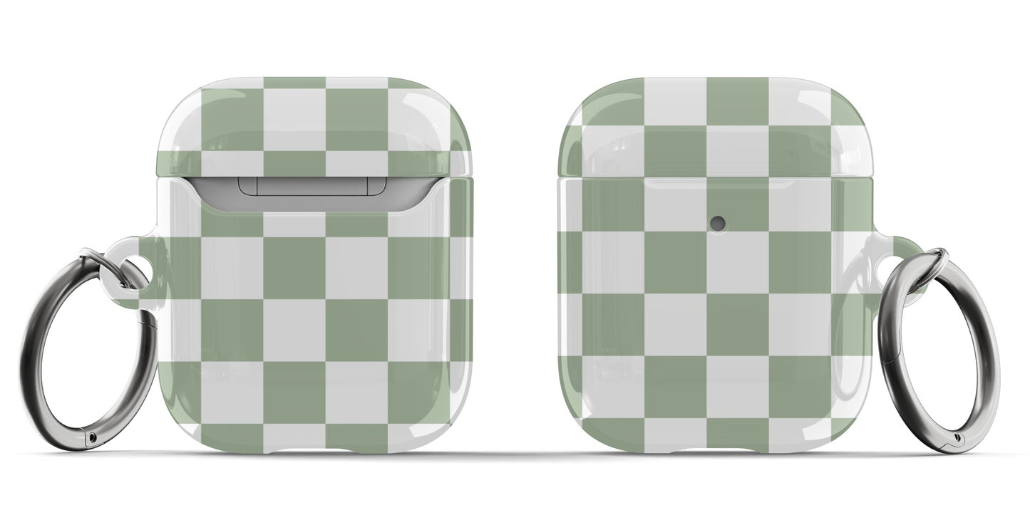 Sage Green Checkered AirPods Case