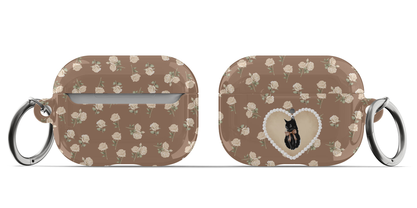Brown Féline Roses AirPods Case