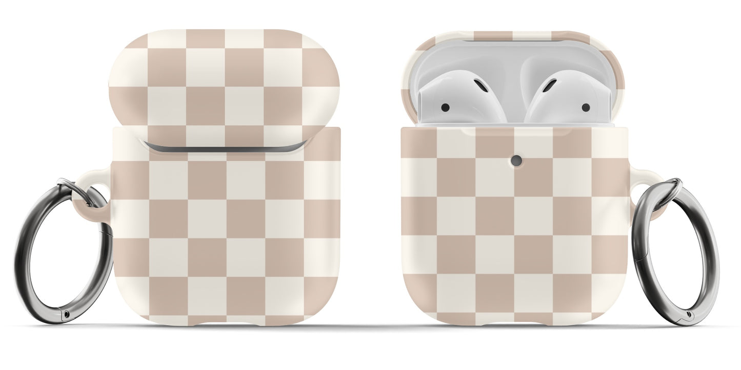 Neutral Checkered Airpods Case