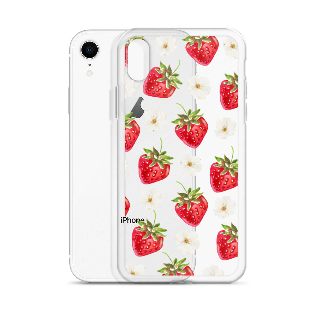 Strawberry Bloom Clear iPhone Case