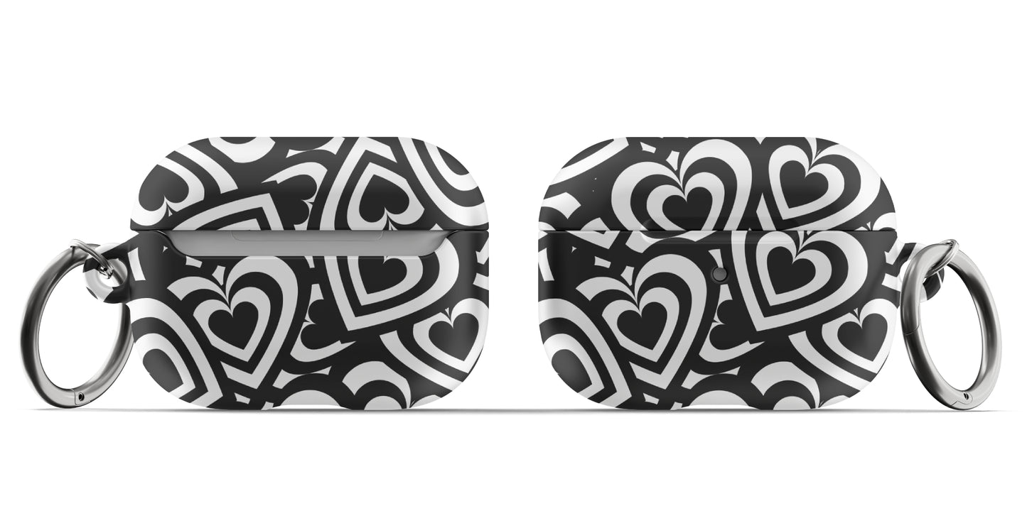 Black and White Hearts Airpods Case