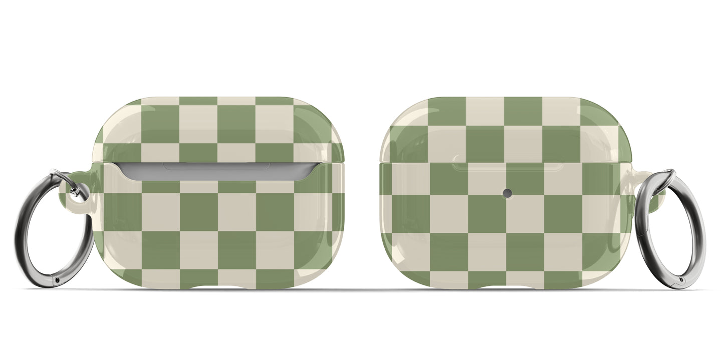 Green & Beige Checkered AirPods Case