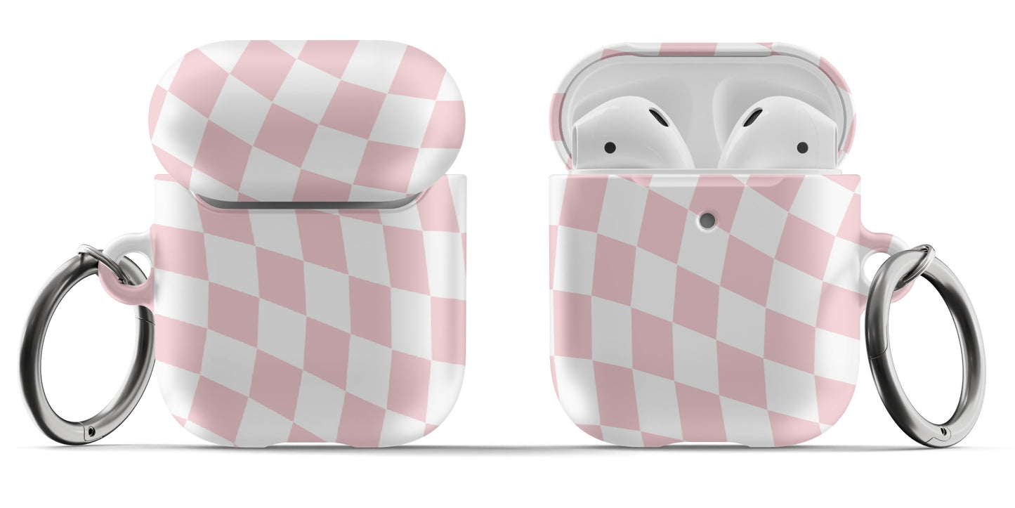 Light Pink Wavy Checkered AirPods Case