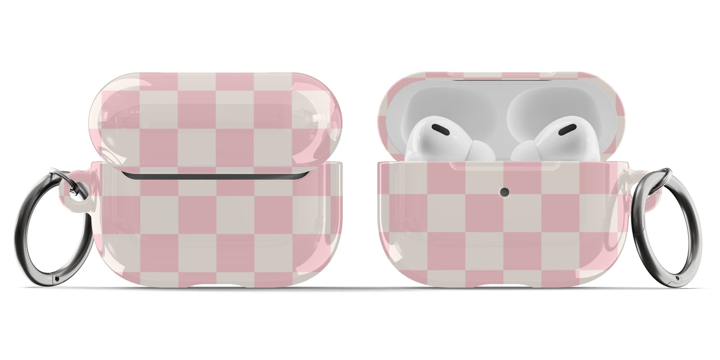 Pink & Beige Checkered AirPods Case