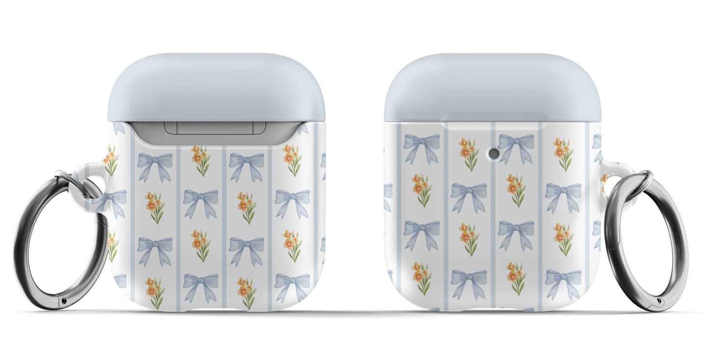 Blue Bows Floral AirPods Case