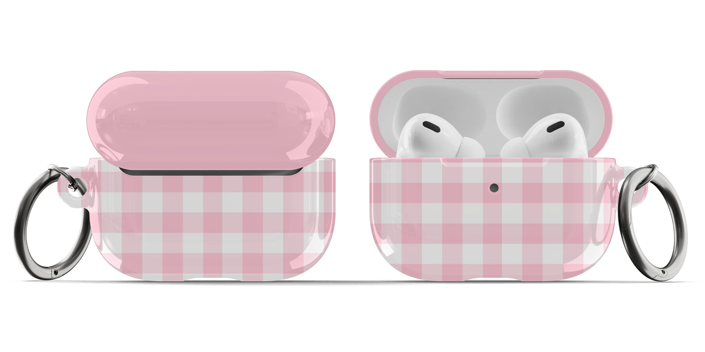 Pink Gingham Airpods Case