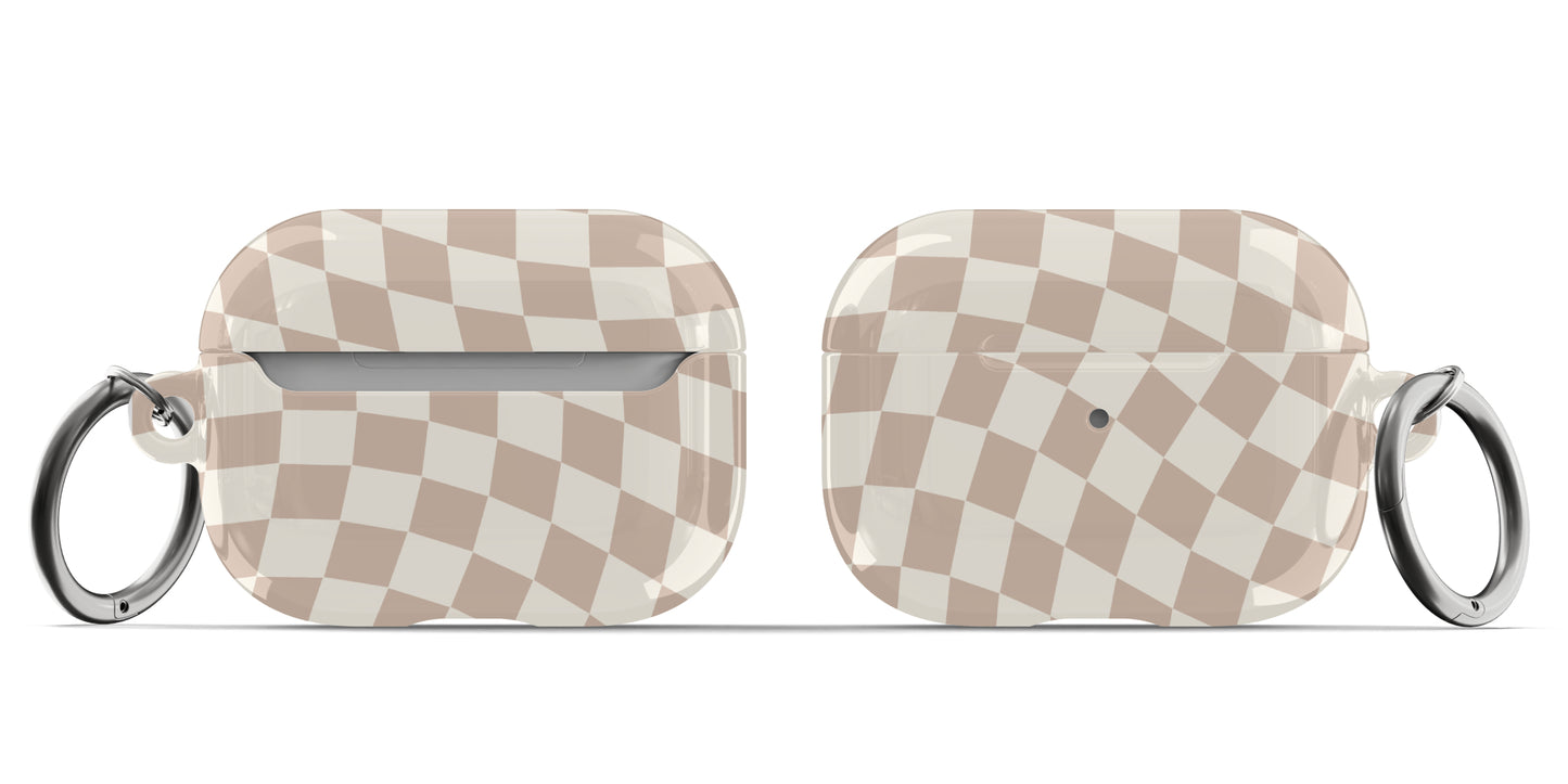 Neutral Wavy Checkered Airpods Case