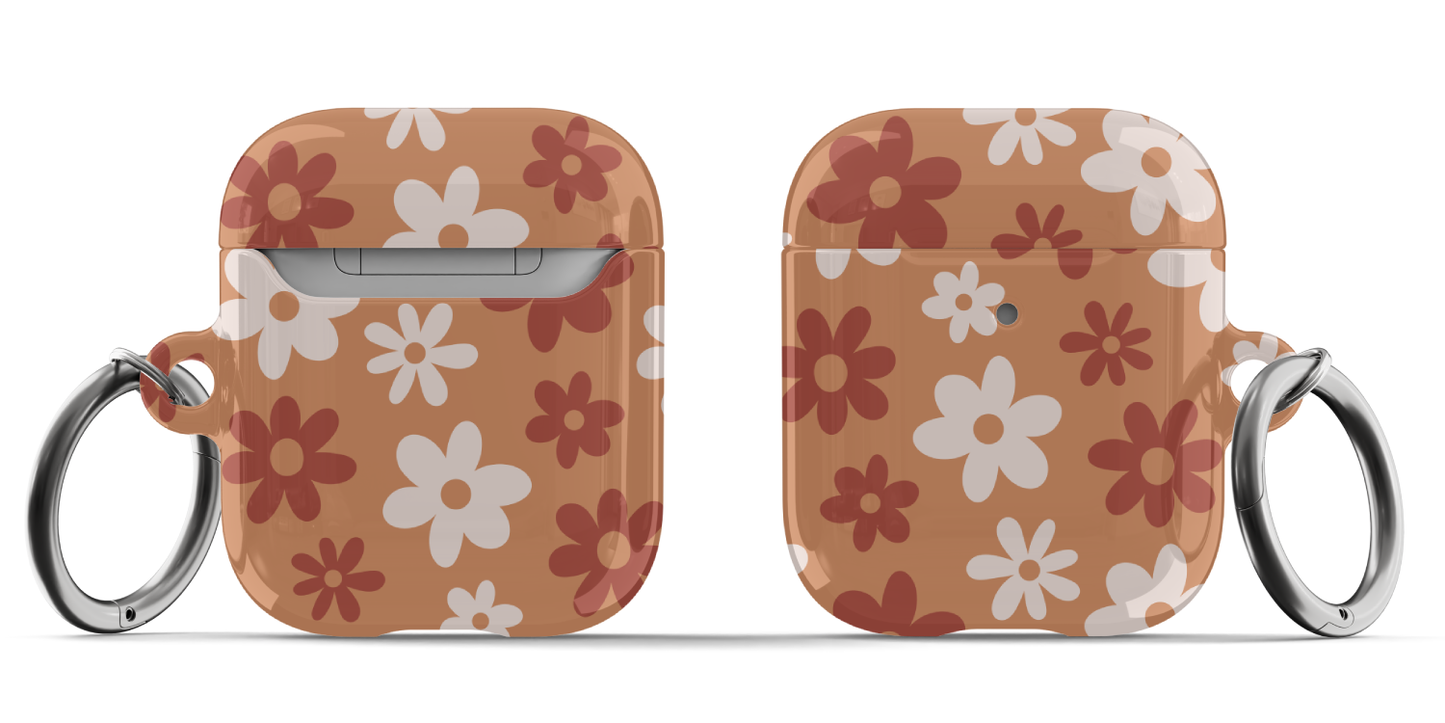 Brown Flower Power AirPods Case