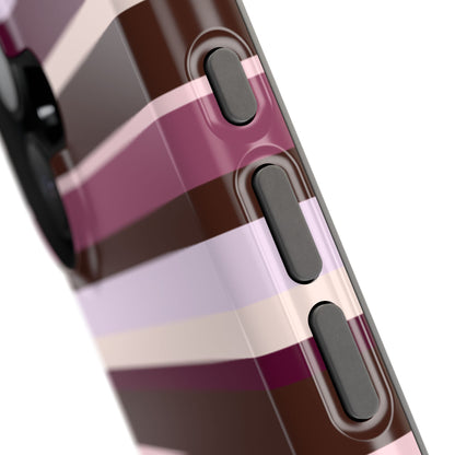 Custom Initials Berry Mocha Stripes iPhone Case