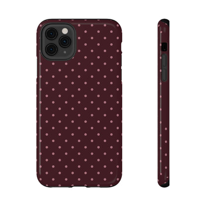 Burgundy & Pink Mini Dots iPhone Case