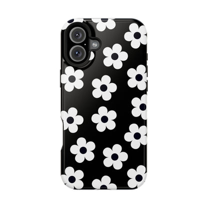 Black Retro Flowers iPhone Case