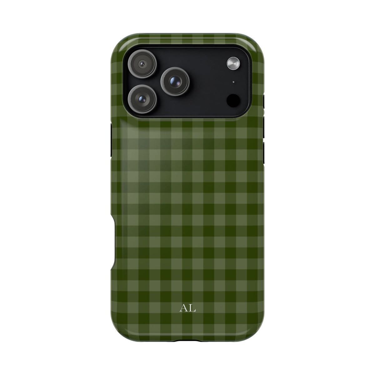 Custom Initials Green Gingham iPhone Case