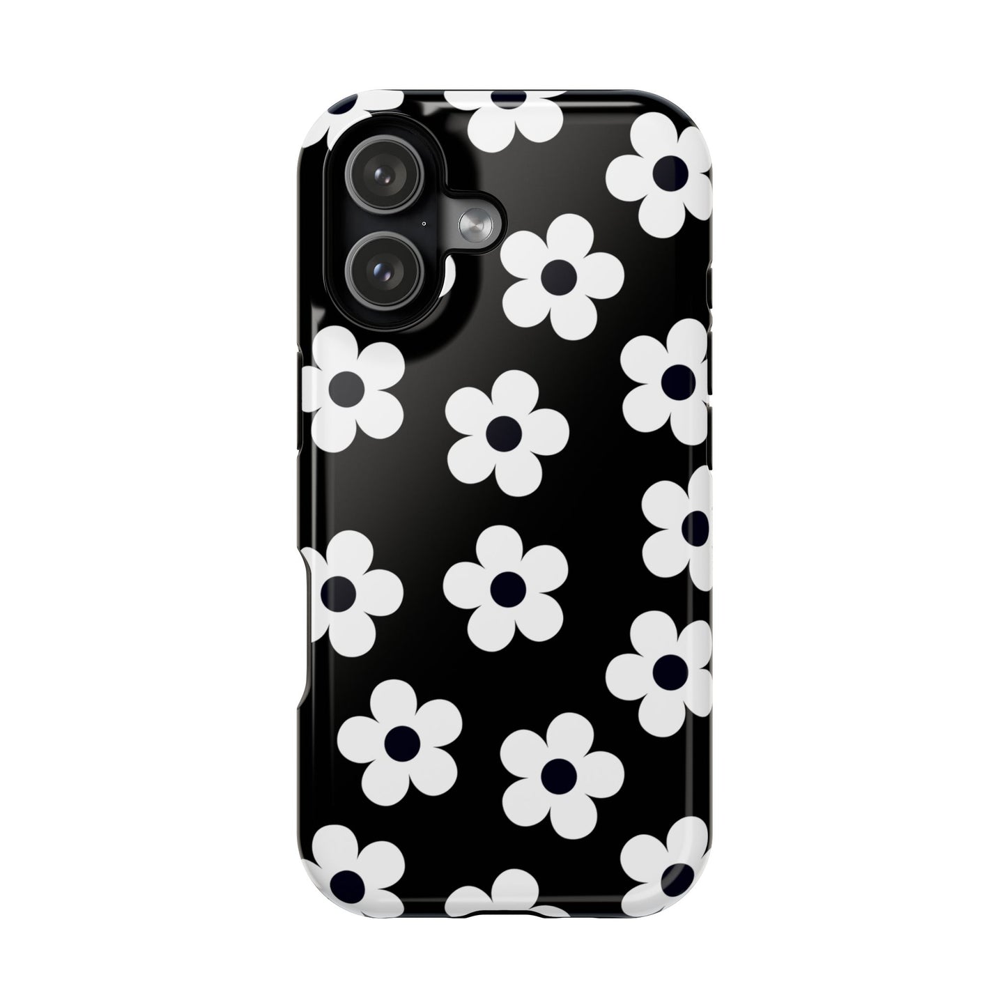 Black Retro Flowers iPhone Case