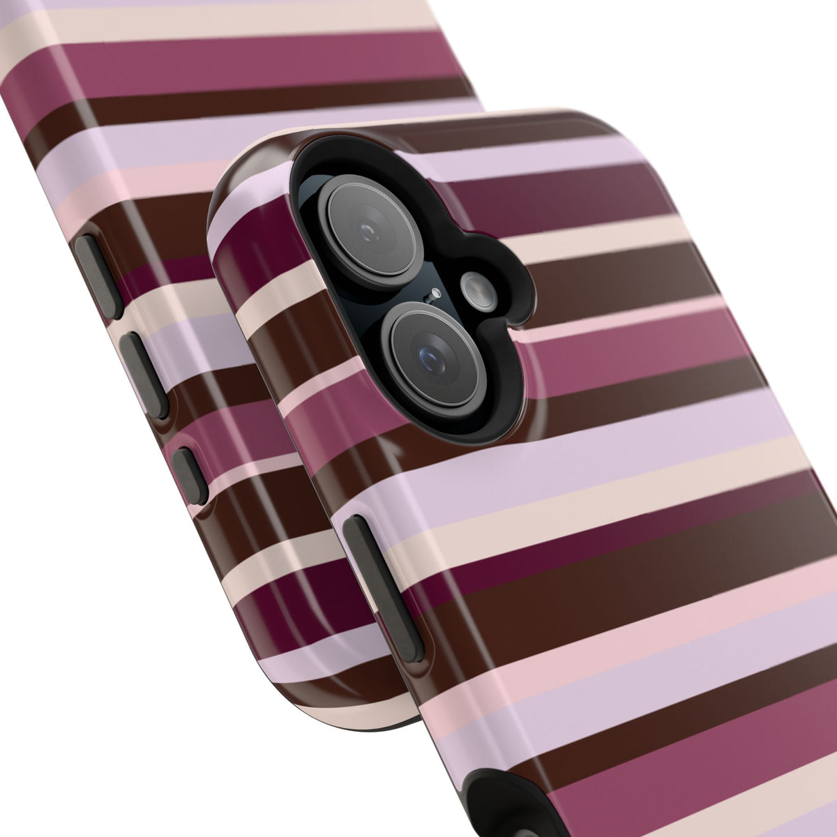 Berry Mocha Stripes iPhone Case