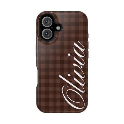 Custom Brown Gingham iPhone Case