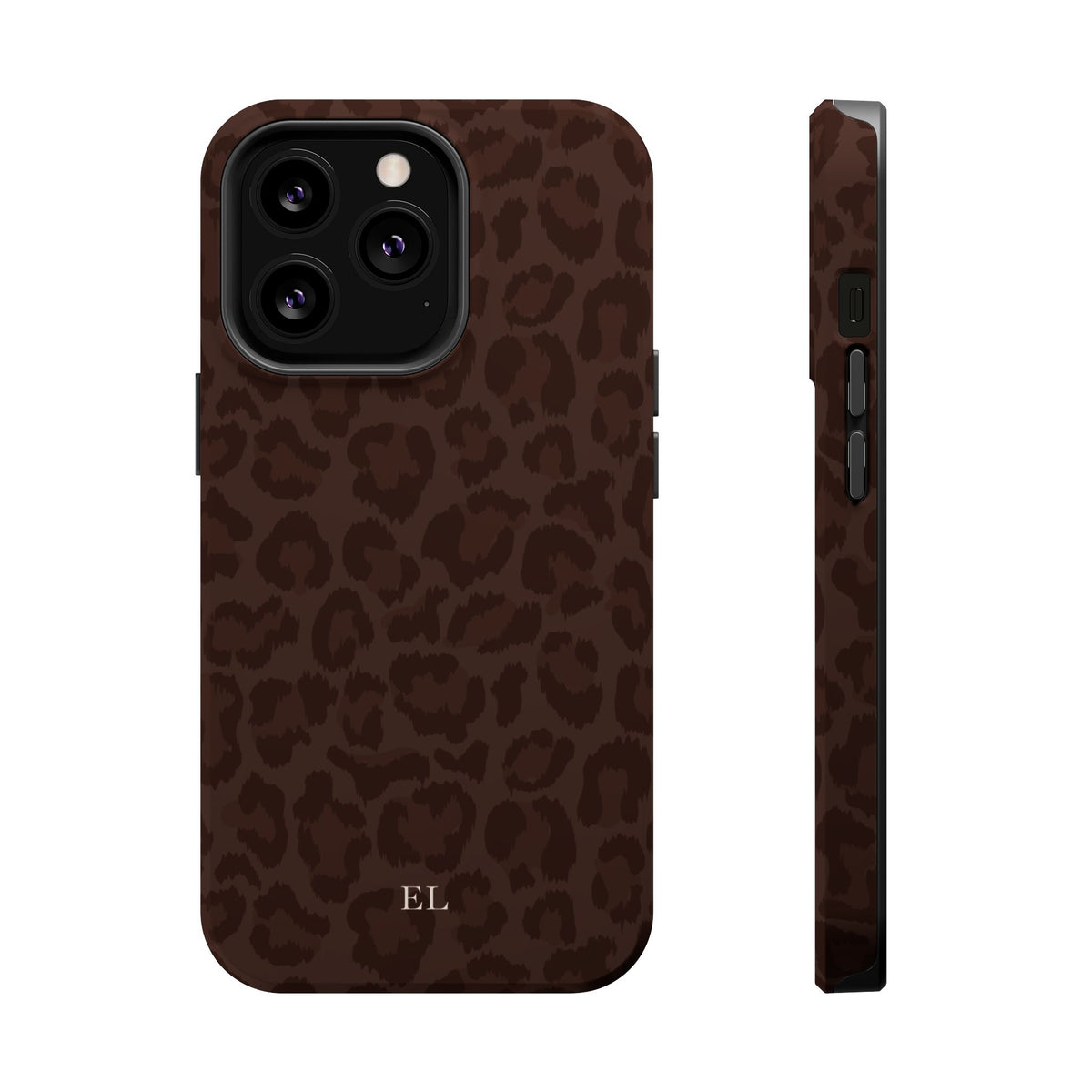 Custom Initials Mocha Leopard iPhone Case