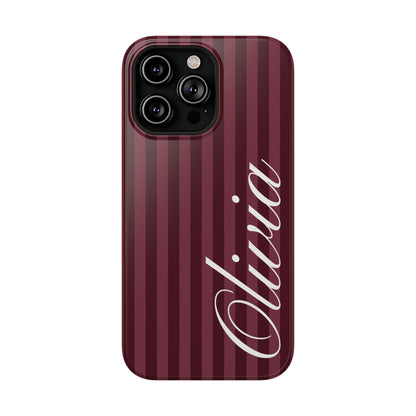 Custom Burgundy Stripes iPhone Case