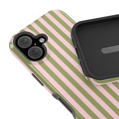 Pink Matcha Stripes iPhone Case