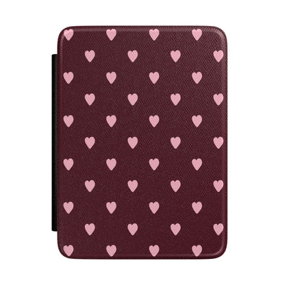 Burgundy & Pink Little Hearts Kindle Case