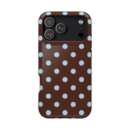 Blue Latte Polka Dots iPhone Case