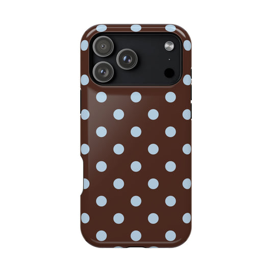 Blue Latte Polka Dots iPhone Case