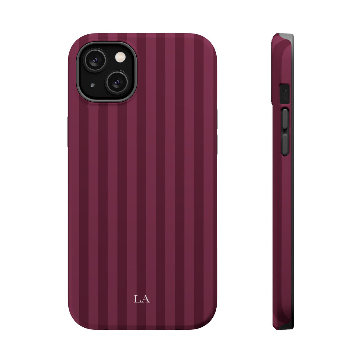 Custom Initials Plum Stripes iPhone Case