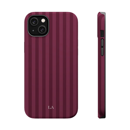 Custom Initials Plum Stripes iPhone Case