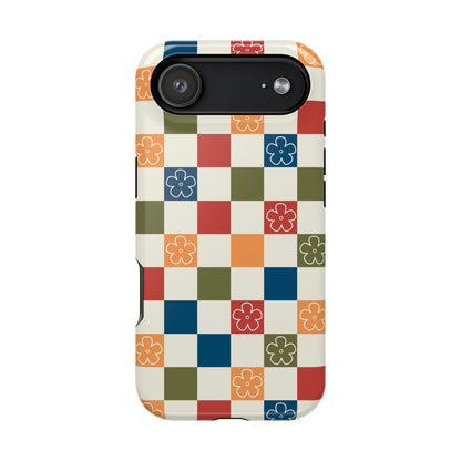 Vintage Flowers Checkered iPhone Case